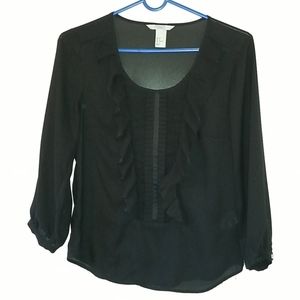 Black pleated front blouse